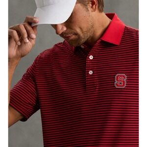 Peter Millar NC State Jubilee Stripe Polo Red Black XL NWOT Cotton Golf $150
